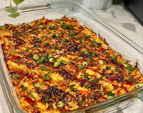 Easy Creamy Sushi Bake Recipe top view