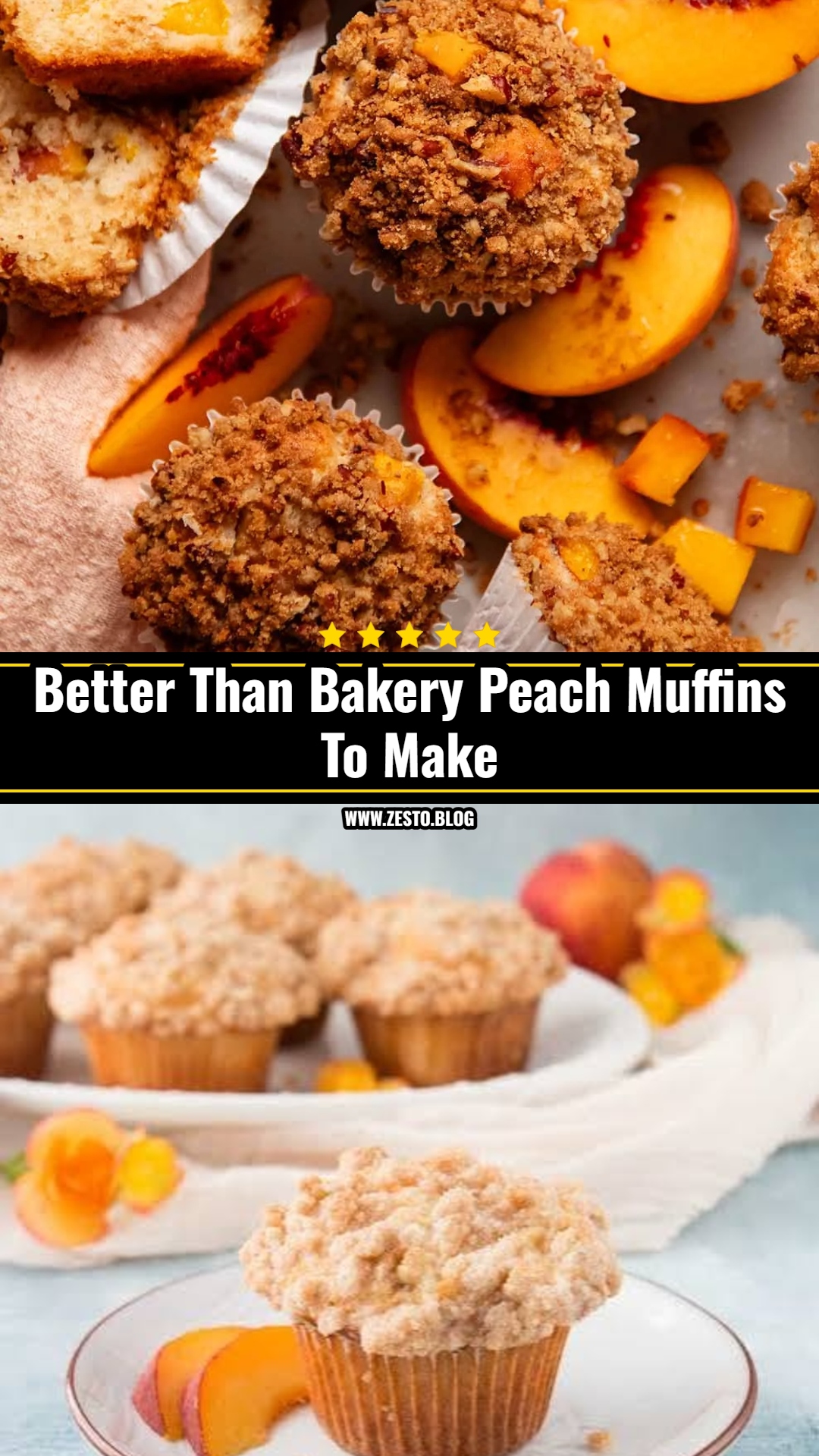 Easy Peach Muffins With Crumble Topping