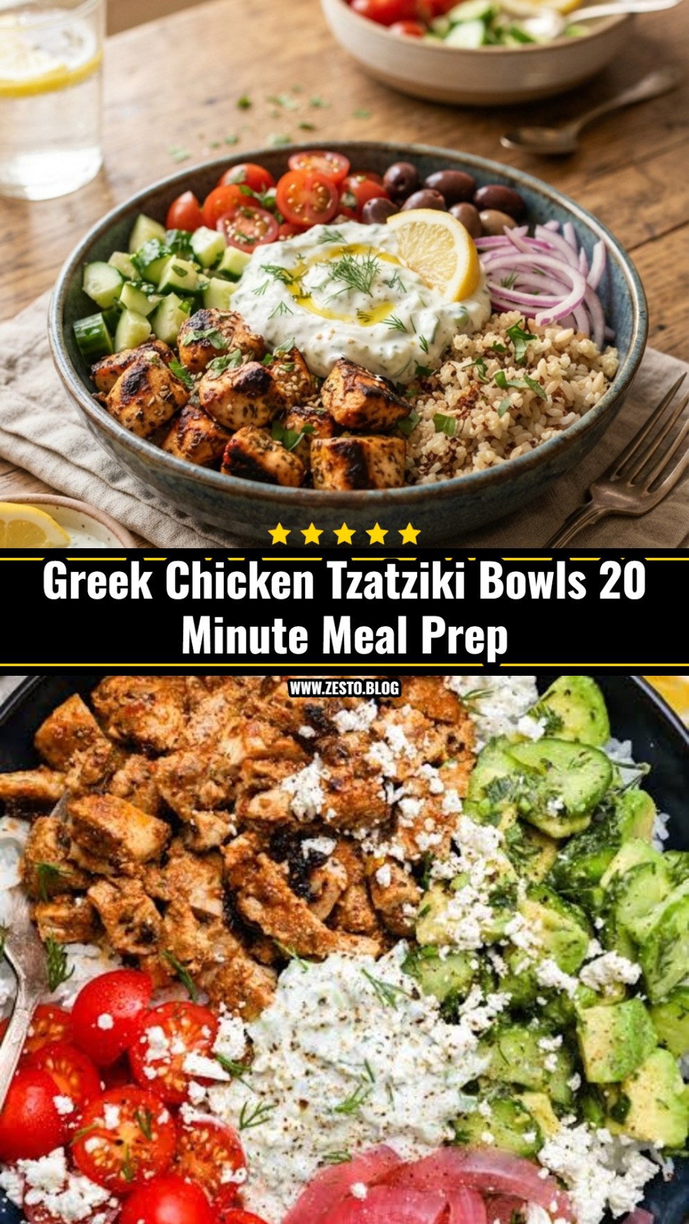 20 Minute Greek Chicken Tzatziki Bowls Meal Prep