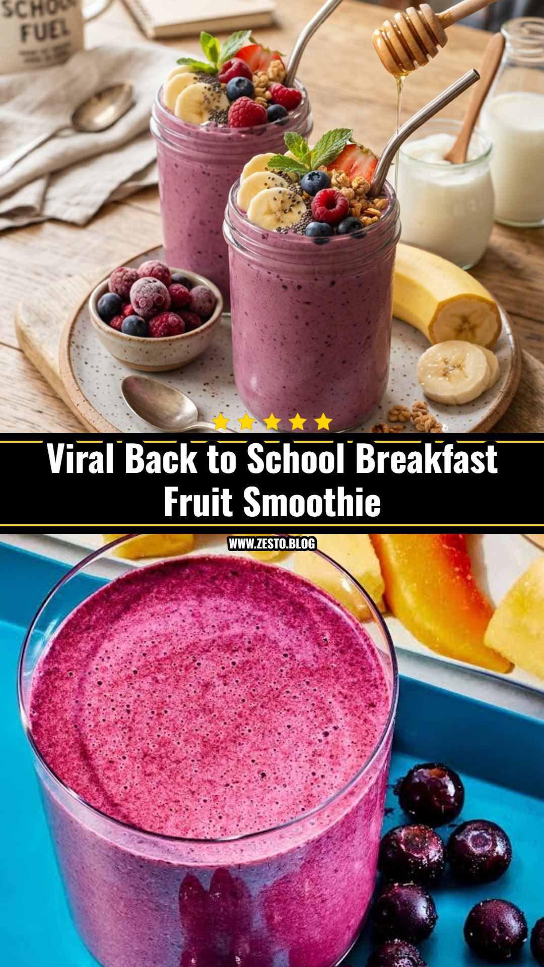 Easy Back to School Breakfast Fruit Smoothie