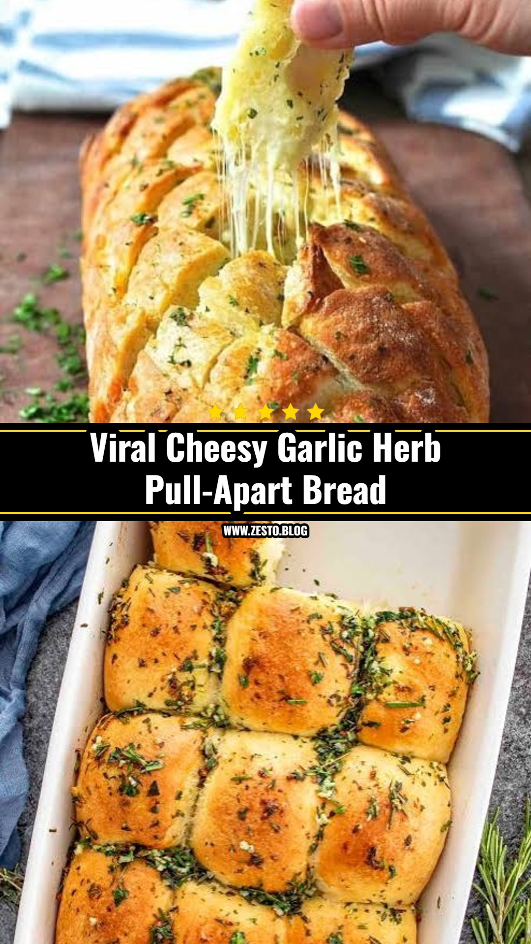 Easy Cheesy Garlic Herb Pull-Apart Bread