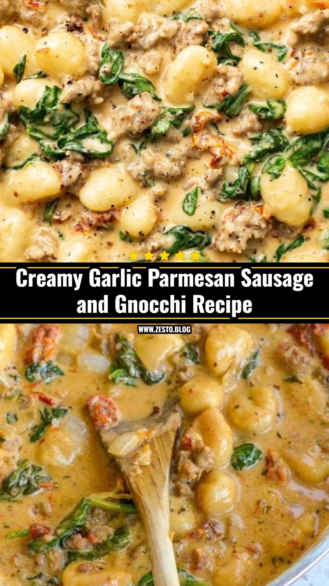 Easy Creamy Garlic Parmesan Sausage and Gnocchi