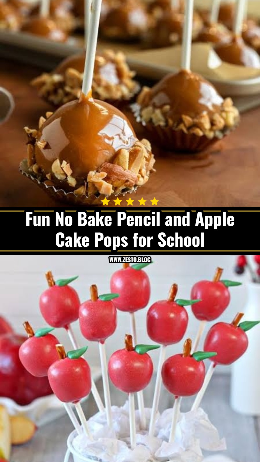 Easy No Bake Pencil and Apple Cake Pops