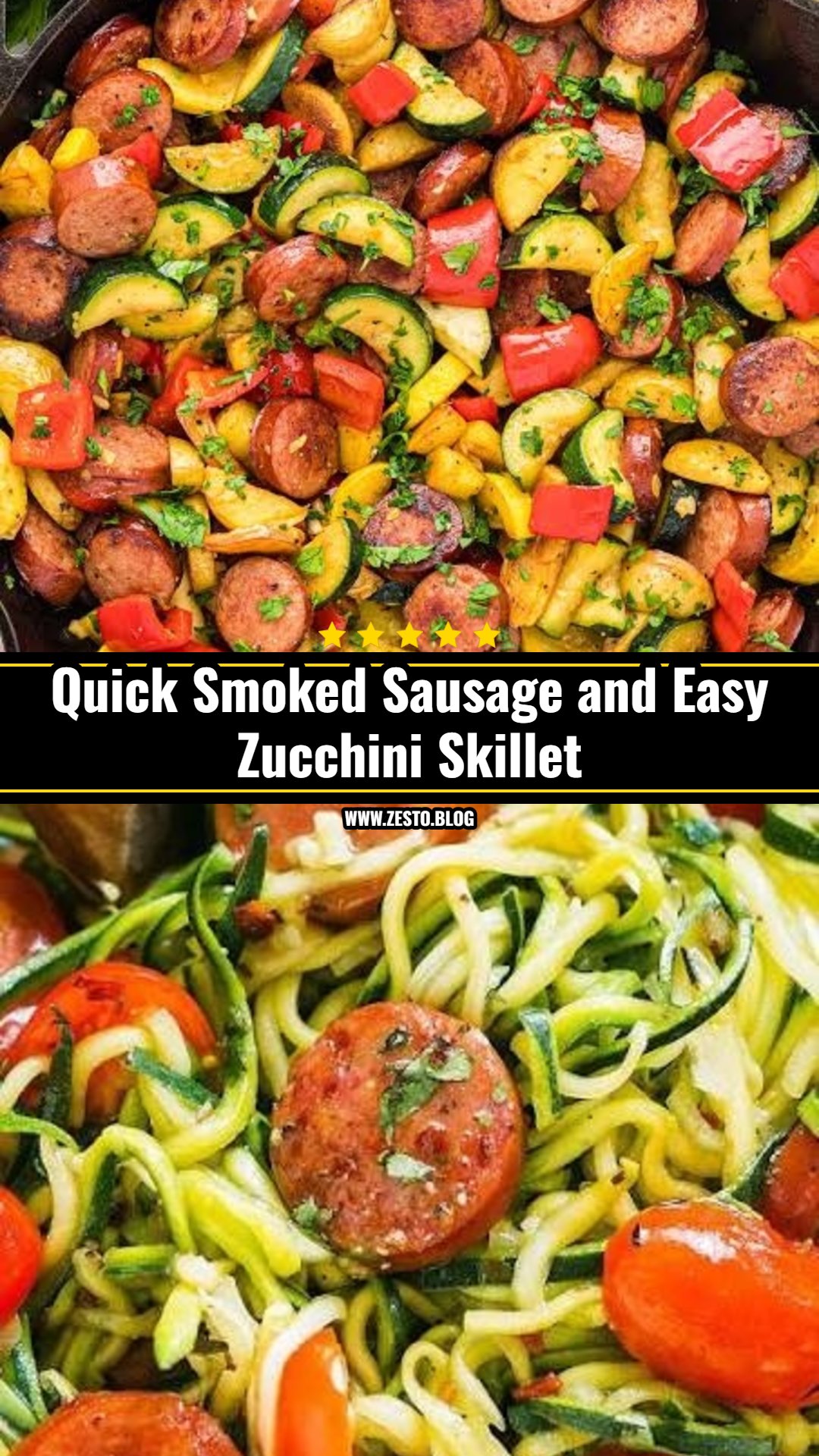 Easy Zucchini and Smoked Sausage Skillet Dinner