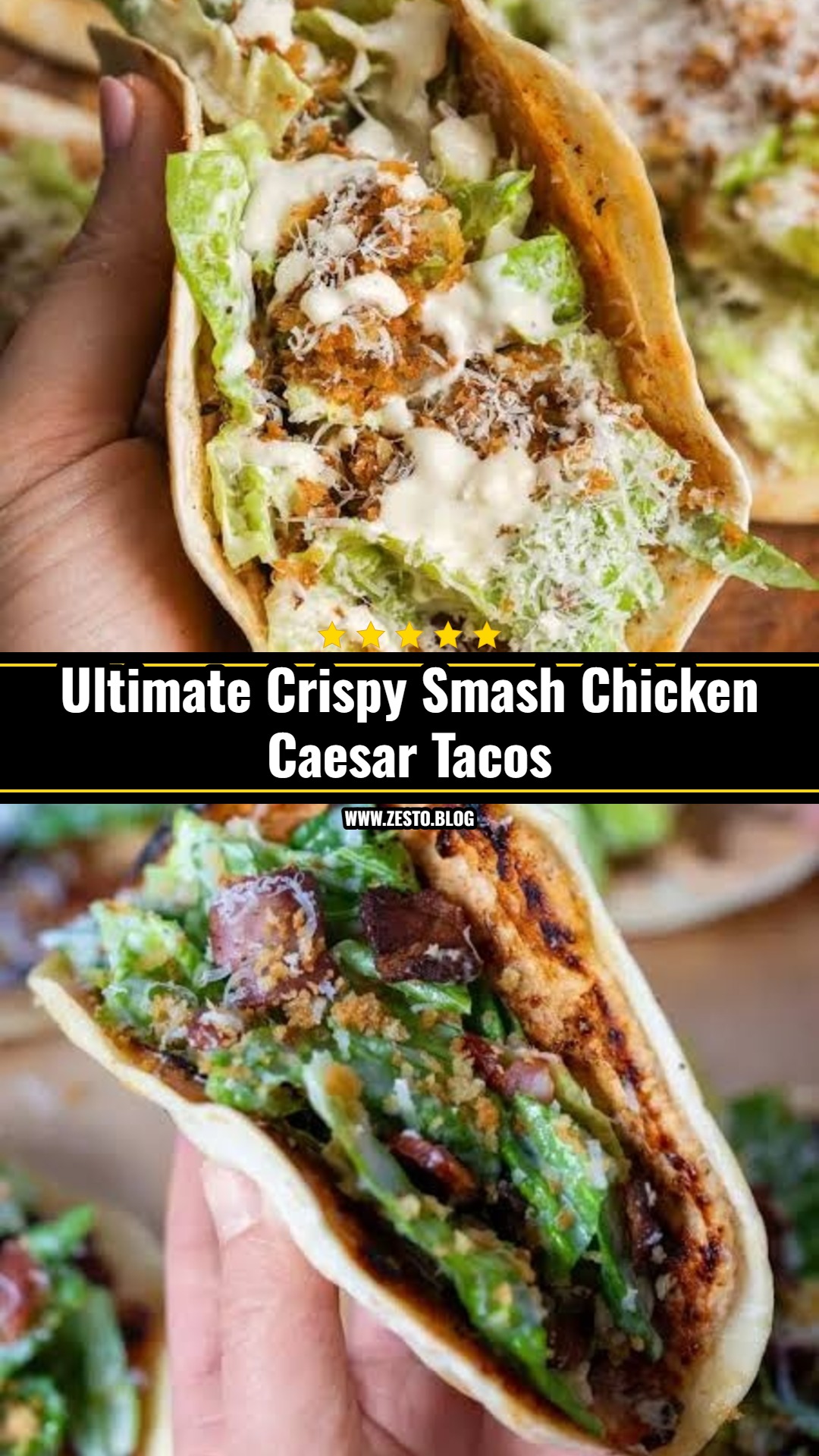 15 Minute Crispy Smash Chicken Caesar Tacos