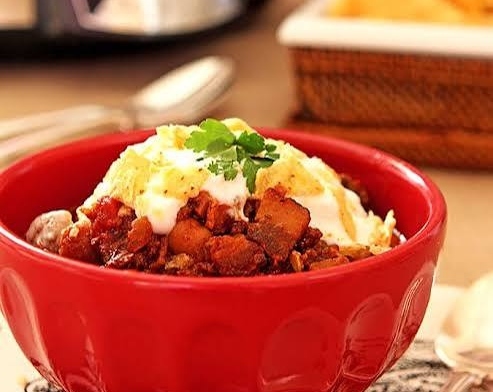 Best Smoky Bourbon Bacon Chili For Game Day top view