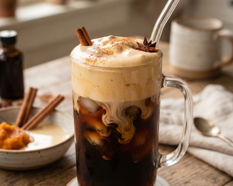 Copycat Starbucks Pumpkin Cream Cold Brew Recipe top view