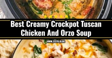 Cozy Creamy Crockpot Tuscan Garlic Chicken Orzo Soup