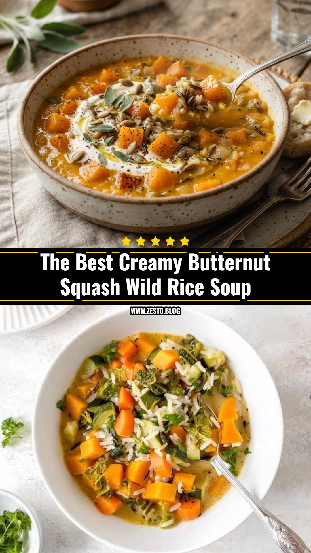 Cozy One Pot Butternut Squash and Wild Rice Soup
