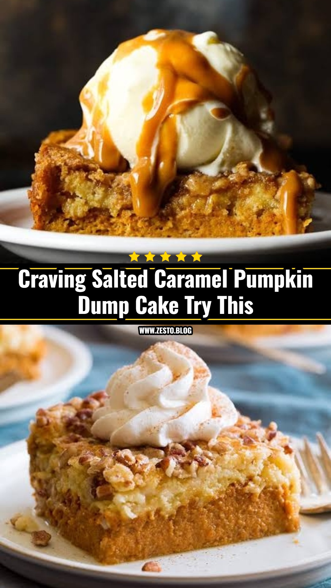 Easy 5 Ingredient Salted Caramel Pumpkin Dump Cake