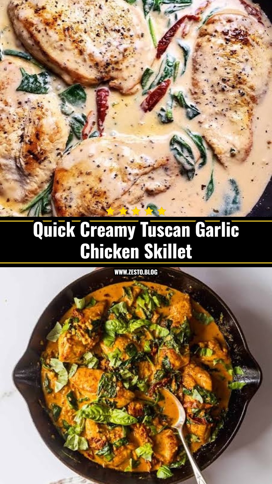 Easy Creamy Tuscan Garlic Chicken Skillet