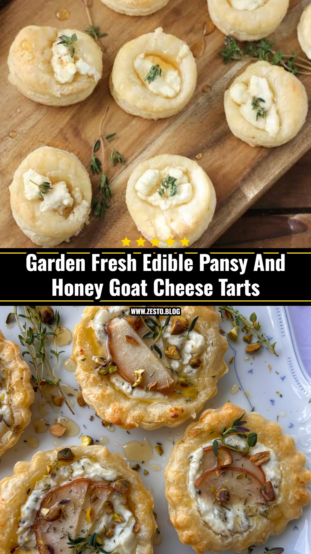 Easy Honey Glazed Goat Cheese Tarts With Edible Pansies