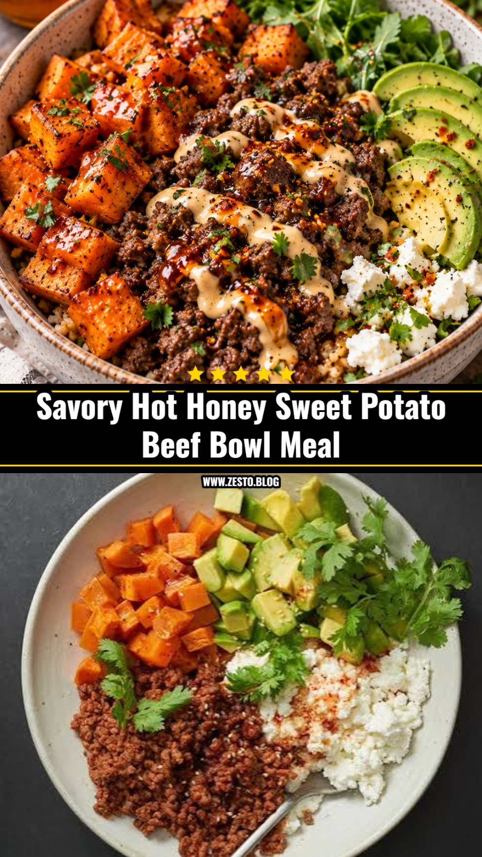 Easy Hot Honey Sweet Potato Beef Bowl Dinner