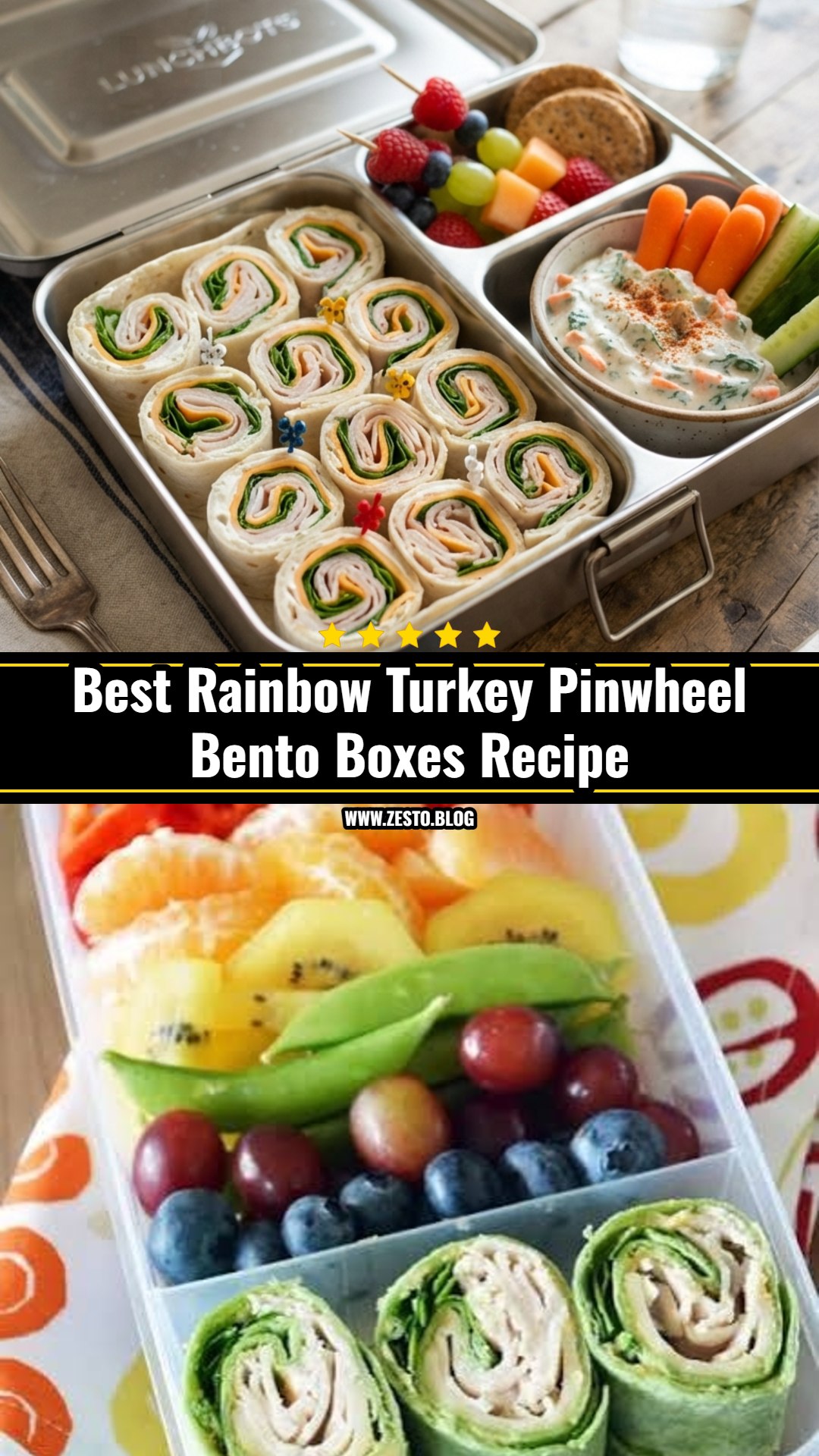 Easy Rainbow Turkey Pinwheel Bento Boxes