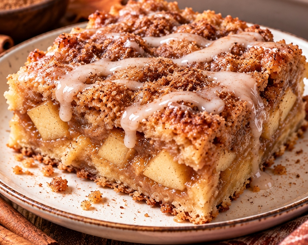 Soft and Chewy Apple Snickerdoodle Bars for Fall top view