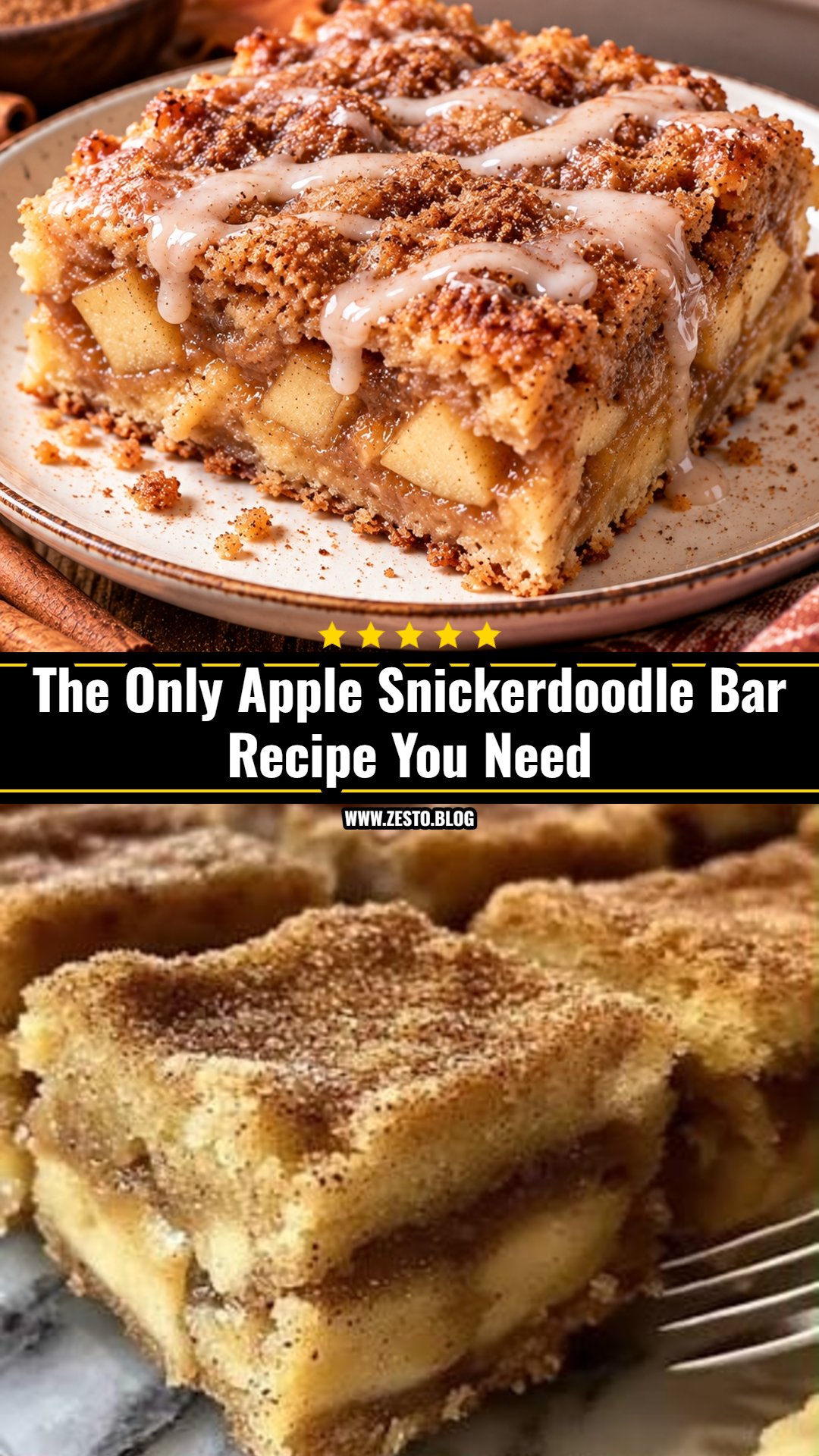Soft and Chewy Apple Snickerdoodle Bars for Fall