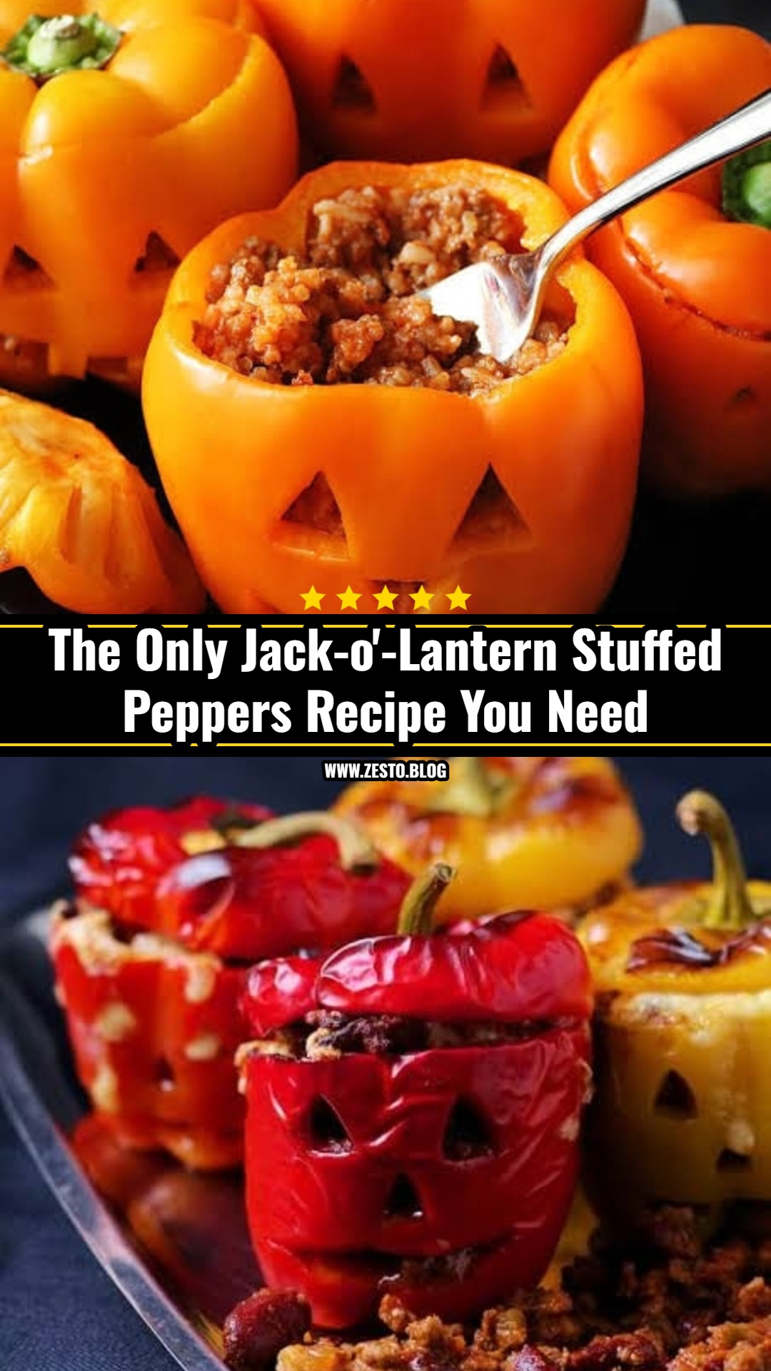 The Best Jack-o'-Lantern Stuffed Peppers Recipe Ever