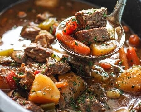 The Best Slow Cooker Beef and Potato Stew Recipe Ever suggested serving