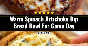 Ultimate Game Day Spinach Artichoke Dip Bread Bowl
