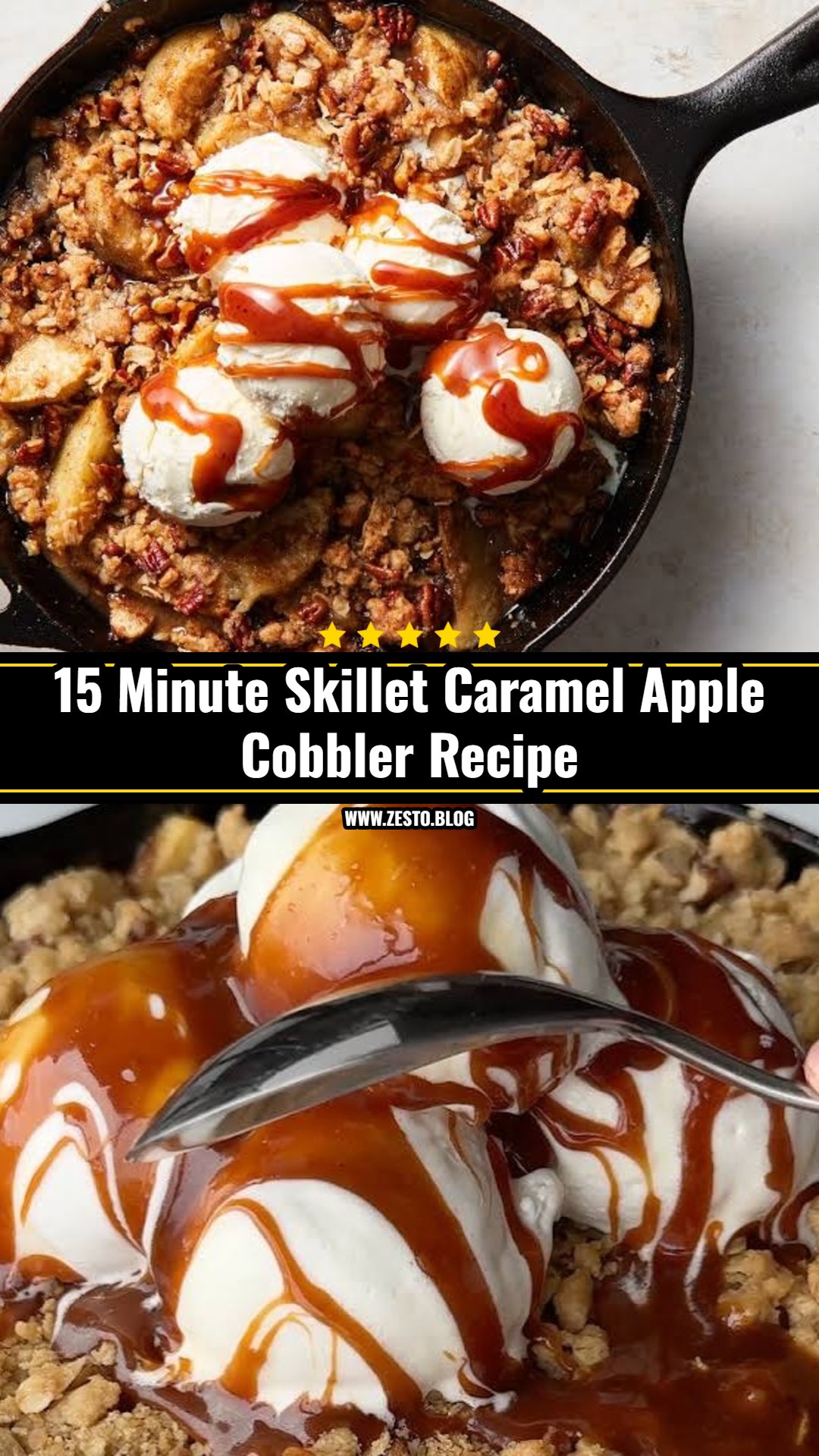Viral 15 Minute Skillet Caramel Apple Cobbler Hack