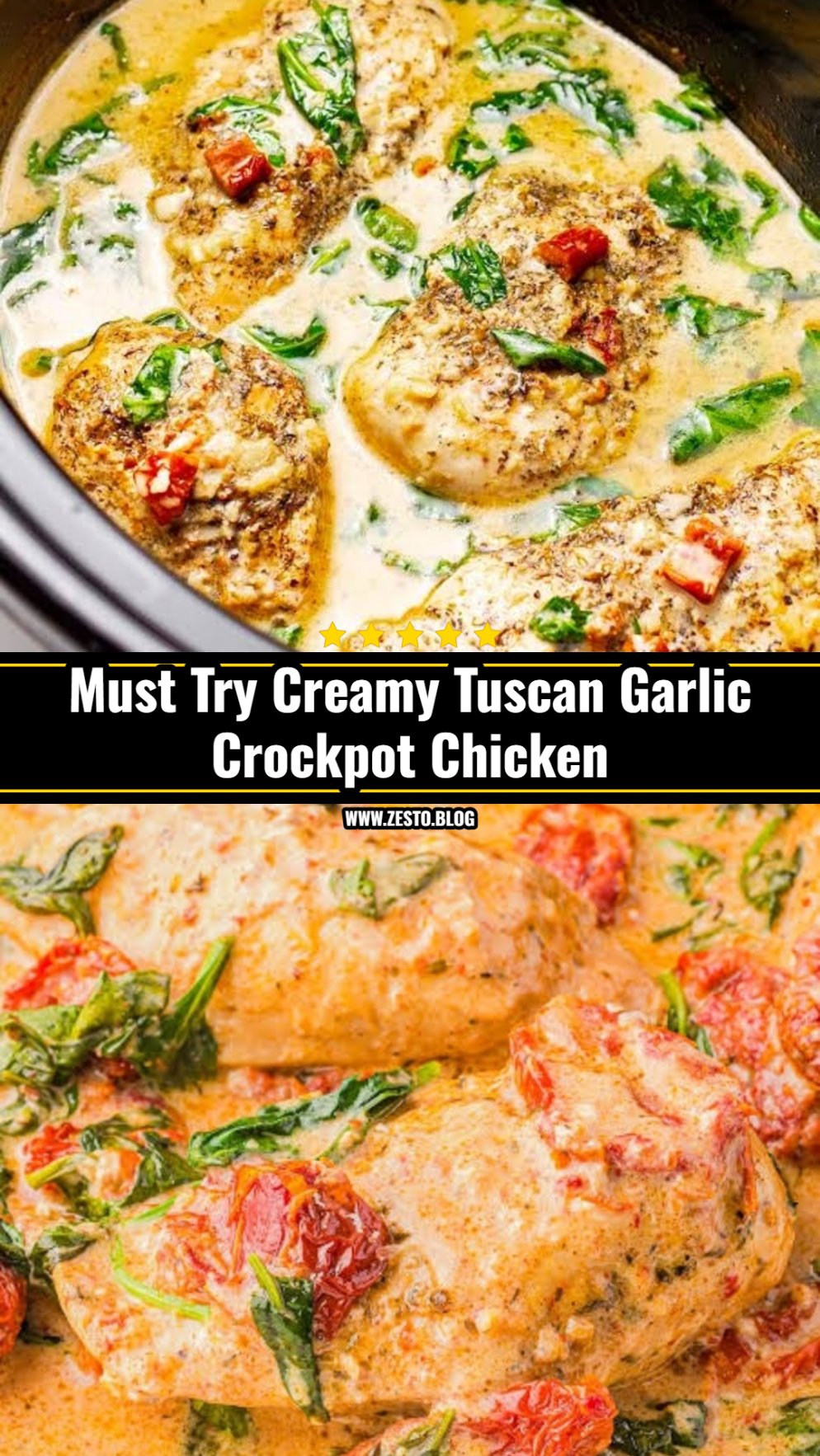Viral Creamy Tuscan Garlic Crockpot Chicken